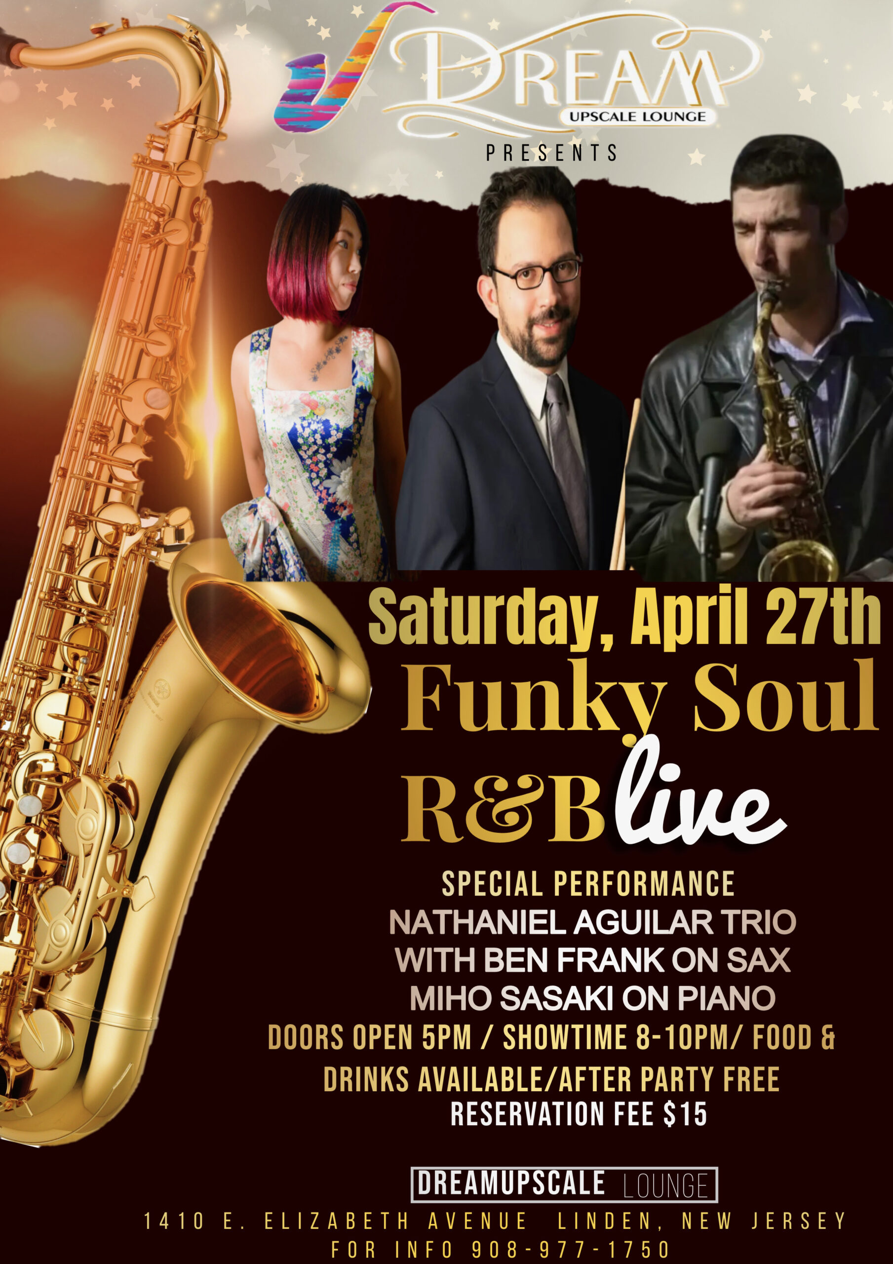 Flyer for Nat Aguilar Jazz Trio for April 27th